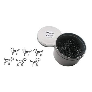 Imagem de Butler in the Home 100 clipes de papel em forma de Pitbull ótimos para colecionadores de clipe de papel ou presente de escritório – vem em lata redonda com tampa e caixa de presente, Preto