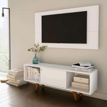 Imagem de rack com painel para tv até 42 polegadas simon branco 135 cm