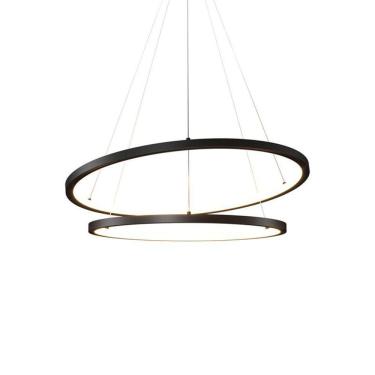Imagem de Lustre Pendente Orluce Tabat OR1749 com 2 Aros 50/40cm Preto Led Bivolt