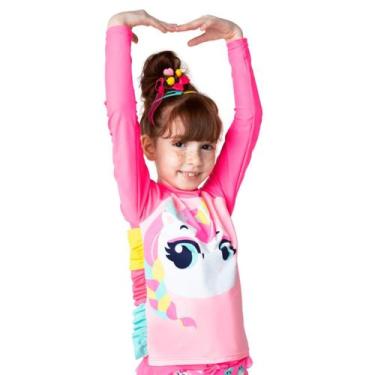 Imagem de Camiseta Térmica Proteção Solar Infantil Unicórnio Rosa Puke - Puket