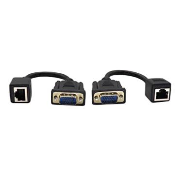 Imagem de ZUYOOK Cabo adaptador de rede VGA para cabo RJ45, porta VGA macho de 15 pinos para console LAN Ethernet RJ45 fêmea Cat5/6 para vídeo multimídia e distância de extensão de dispositivos VGA (15 cm/6 polegadas, pacote com 2)