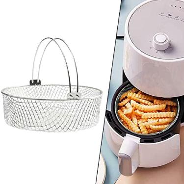 Imagem de Cesta de malha para fritadeira a ar AB1 21 cm cesta de aço inoxidável 304 para fritadeira de ar de metal cesta de fritura de ar com alça acessório para fritadeira de ar para cozinha doméstica AB1 (21 cm)