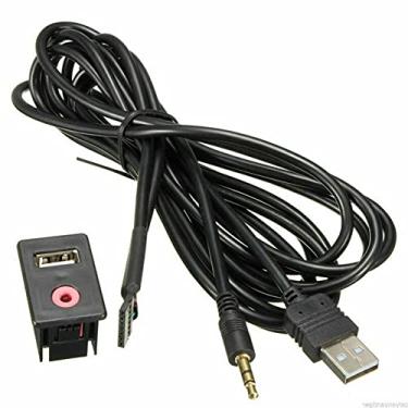 Imagem de 1 x adaptador auxiliar de áudio portátil USB 3,5 mm painel de montagem embutida com cabo de 1,5 m