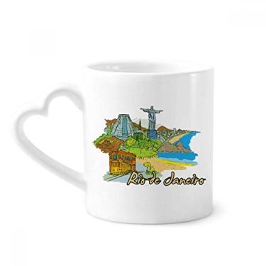 Imagem de Caneca do Rio de Janeiro do Brasil pintada à mão caneca de café cerâmica copo de coração de vidro