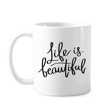 Imagem de Life Is Beautiful Quote Art Deco Presente Caneca Moderna Cerâmica Café Porcelana Utensílios de Mesa