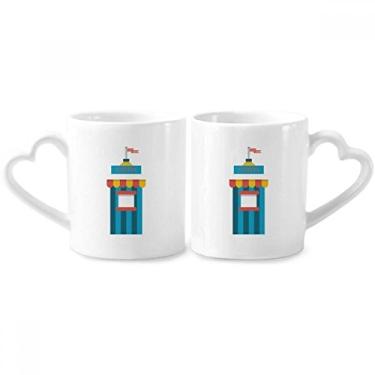 Imagem de Incrível conjunto de canecas de porcelana para casal, ilustração engraçada para parque, copo de cerâmica para amantes, alça de coração