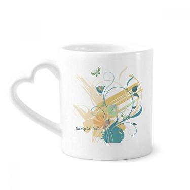 Imagem de Elegante caneca de flor rural borboleta café cerâmica copo de coração de vidro