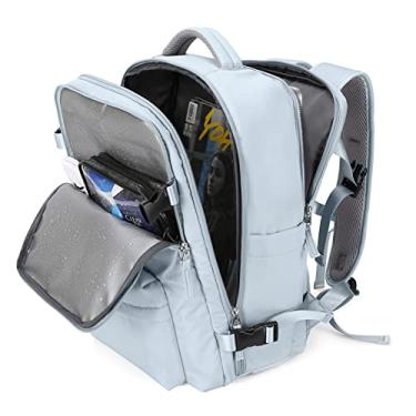 Imagem de Mochila grande feminina para viagem, bagagem de mão, mochila impermeável para trilha e esportes ao ar livre, mochila escolar, A2 - azul, Large