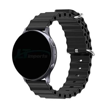 Imagem de Pulseira 20mm Ondas compativel com Samsung Galaxy Watch Active 2 44mm e Active 40mm - Galaxy Watch 3 41mm - Galaxy Watch 42mm - Amazfit Bip - Amazfit GTS - Marca LTIMPORTS (Preto)