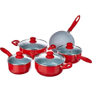 Imagem de Haüskraft PANELAS FLORENCA CJ 5PC VM - Vermelho, Plástico, 1 Unidade, Com Tampa