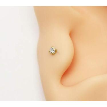 Imagem de Mini Piercing em Aço Cirúrgico PVD Gold com Zircônia