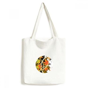 Imagem de Bolsa de lona com estampa de flores geométricas Maple Leaf bolsa de compras casual