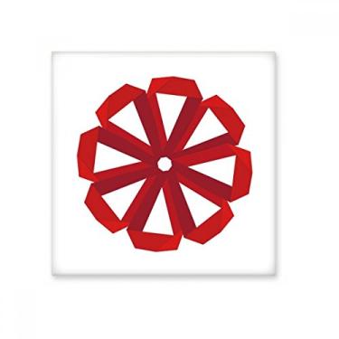 Imagem de Azulejo de cerâmica de origami vermelho abstrato flor de Natal brilhante decalque pedra adornada tijolo vitrificado