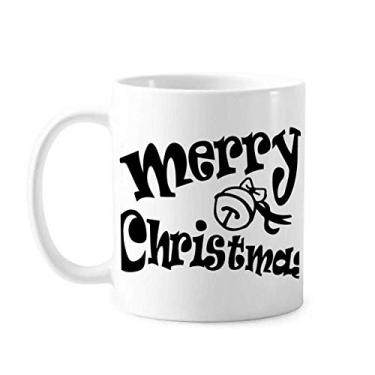 Imagem de Caneca preta de cerâmica com fonte encantadora Merry Christmas Caneca de cerâmica café porcelana louça
