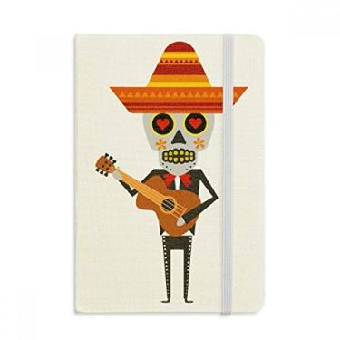 Imagem de Caderno de anotações com estampa de violão de caveira com capa dura oficial de tecido