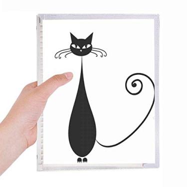 Imagem de Caderno adorável preto para amantes de gatos com desenho de animal, diário de folhas soltas recarregável