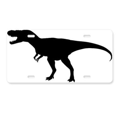 Imagem de DIYthinker Placa de licença em formato de osso de dinossauro, decoração em aço inoxidável para automóvel