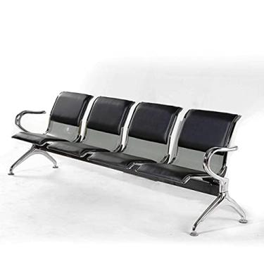 Imagem de Longarina 4 Lugares Cromada com Estofado Preto B-203A -04L - Makkon