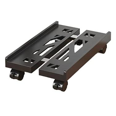 Imagem de GRFIT Suporte de CPU suporte de torre de PC de mesa rolante, suporte de CPU móvel ajustável com rodas de rodízio de bloqueio, suporte de caixa de PC expansível para a maioria das torres de mesa Suporte de torre de PC (Cor: Preto)