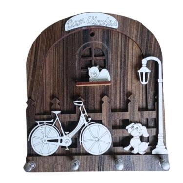 Imagem de Porta Chaves PET CICLE 4 Pontos Detalhes Cores Variadas - MDF 14x16cm