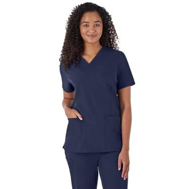Imagem de Hanes Blusa feminina plus size para cuidados de saúde, camisas elásticas que absorvem umidade, painel traseiro canelado, Azul-marinho atlético, GG