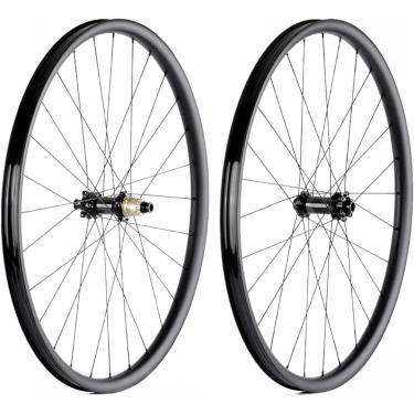 Imagem de Conjuntos de rodas de mountain bike de 29 ", freio a disco de aro de fibra de carbono através do cubo do eixo 28H MTB rodas traseiras dianteiras para HG 8-12 XD/MS 12 velocidades roda livre,