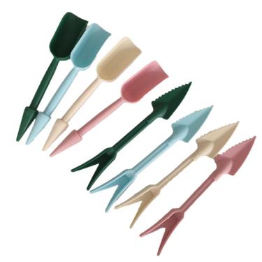 Imagem de Pá de jardim de plástico com ferramentas manuais de transplantador, mini pá de planta multifuncional colorida para afrouxamento de solo em vaso de plantas verdes (pacote com 8)