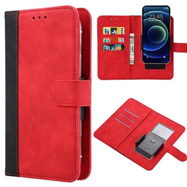Imagem de Ranyi Capa para celular BLU G33 G0890UU, capa de celular BLU G33, capa carteira universal de couro PU com compartimentos para cartão de crédito e clipe móvel para BLU G33 G0890UU 2023 - vermelho