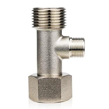 Imagem de FERCAISH Adaptador 7/8 T Adaptador de cabeça de chuveiro de latão, válvula de conector T de 3 vias para divisor de encanamento, torneira de pulverizador de bidê portátil, válvula de desvio de conector de três vias
