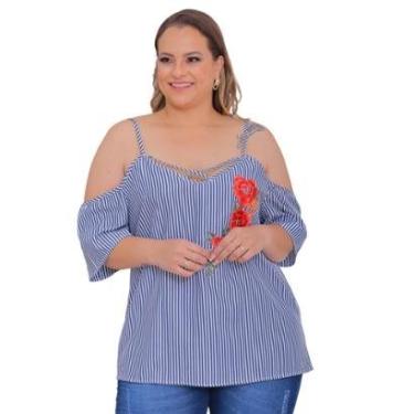 Imagem de Blusa Plus Size Ciganinha Em Tricoline Estampada Premium-Feminino