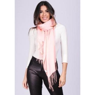 Imagem de Echarpe Lenço Feminino Liso com Franja Rosa Lemonade - Rosa-Feminino