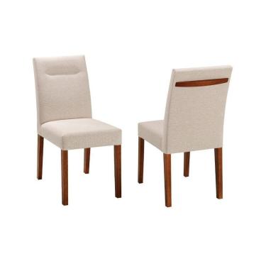 Imagem de Cadeira Cores Neutras Revestida Com Tecido Lindo Para Sala De Jantar Ou Cozinha