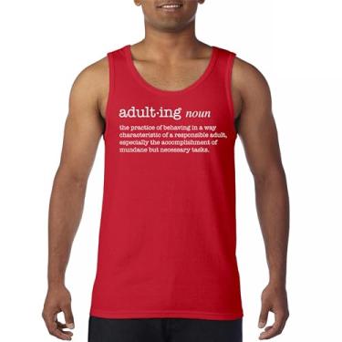 Imagem de Camiseta regata com definição de adulto divertida Life is Hard Humor Parenting Responsibility 18th Birthday Gen X Men's Top, Vermelho, 3G