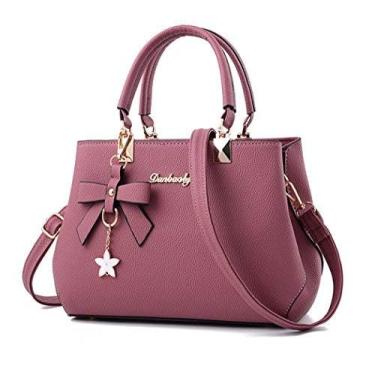 Imagem de Dreubea Bolsa tiracolo feminina de couro, Borracha rosa, Large