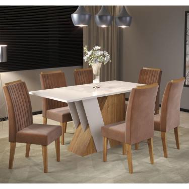 Imagem de Mesa de Jantar Retangular Loreal Com 6 Cadeiras Fran Cobre/Blonde/Terracota - Casa Giulia