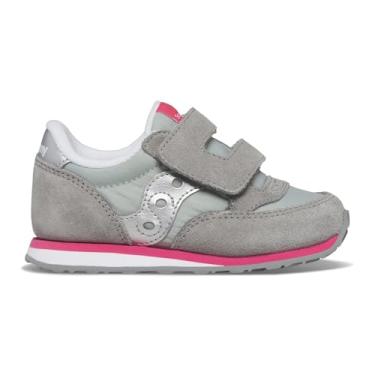 Imagem de Saucony Tênis Originals Jazz Hook & Loop (Bebê/Criança Pequena), Cinza/Prata/Rosa, 38 Unissex EUA, Cinza/prata/rosa, 8 Toddler