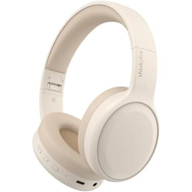 Imagem de Fone de ouvido sem fio LEN0V0 TH30 com microfone para chamadas - Headphone - Bluetooth 5.3 - Esportivo - Dobrável (Bege)