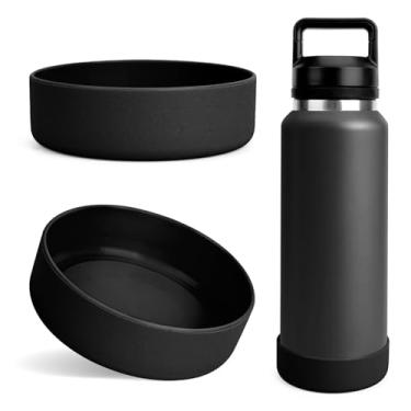 Imagem de Linkidea Bota de garrafa de água compatível com YETI Rambler Bottle 737 g, Yonder 963 g, protetor de capa de silicone antiderrapante para garrafa de água (preto/pacote com 2)