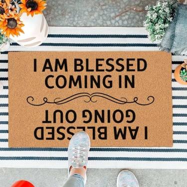 Imagem de Capacho engraçado para porta da frente, tapete de entrada ao ar livre com tapetes de boas-vindas para varanda frontal resistente, tapete marrom, tapete de presente para aquecimento de casa 75 x 43 cm