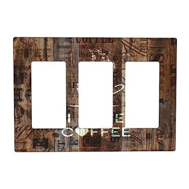 Imagem de Placa de interruptor de luz de 3 grupos de café de madeira marrom, decoração tripla, tomada de parede, placa decorativa para banheiro, casa, sala de estar, quarto, decoração