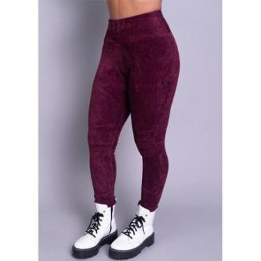 Imagem de Calça Legging Feminina Veludo Cotelê Cintura Alta Grossa Cós Alto Inverno Frio-Feminino
