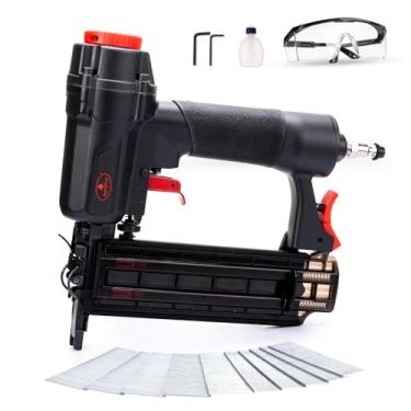 Imagem de AEROPRO Ferramenta pneumática Brad Nailer, pistola de pregos Air Brad calibre 18 com 1000 pregos para estofamento, projeto DIY, marcenaria