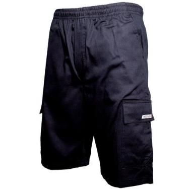 Imagem de Bermuda Calção Brim Sarja Masculino Elástico Cordão Cargo 5 bolsos Alg