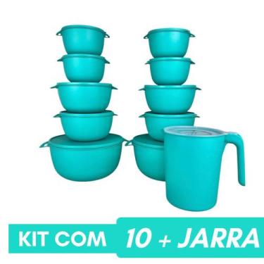 Imagem de Potes Plástico Bowl 10 unidades Com Tampa e Jarra Para Suco Livre BPA 