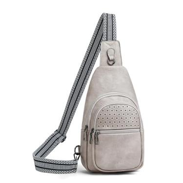 Imagem de Mroede Bolsa tiracolo feminina pochete mochila casual para viagens, trabalho, compras, Cinza 2-1b, Large, Bolsa transversal feminina