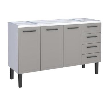 Imagem de Gabinete / Balcão JU em Aço para Pia de 1.50m 4 Gavetas e 3 Portas Cor