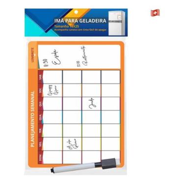 Imagem de Porta Recados Planner Imã Anotaçoes Com Caneta Escreve Apaga - Geral