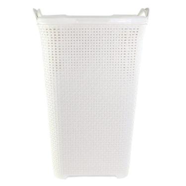 Imagem de Cesto Rattan Tampa Basculada Branco - Fullcommerce