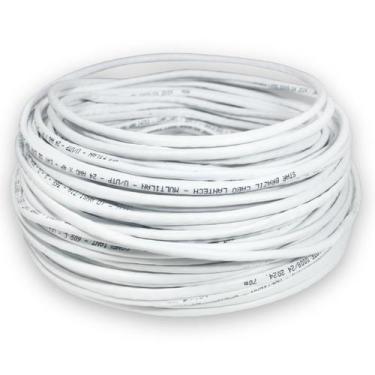 Imagem de Cabo De Rede Cat5e 100% Cobre Branco 100 Metros Patch Cord Internet Cr