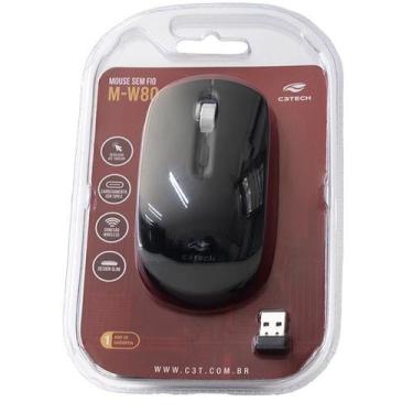 Imagem de Mouse sem Fio Recarregavel M-W80BK Preto C3 TECH - C3TECH
